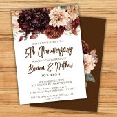 Bruin Beige Bloemen 5e Bruiloft Jubileum Kaart
