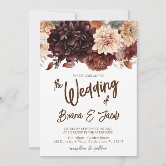 Bruin Beige Bloemen Bloemen Bloemen Bloemen Bruilo Kaart (Voorkant)