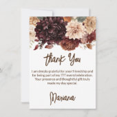 Bruin Beige Bloemen Bloemen Bloemen Partij Dank u  Kaart (Voorkant)