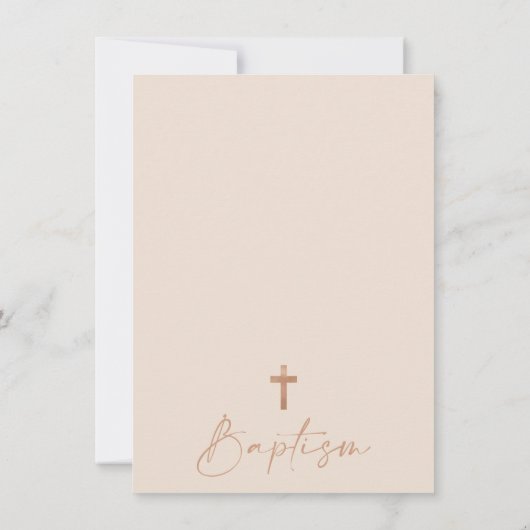 Bruin Beige Boho Floral Baptism Uitnodiging (Achterkant)