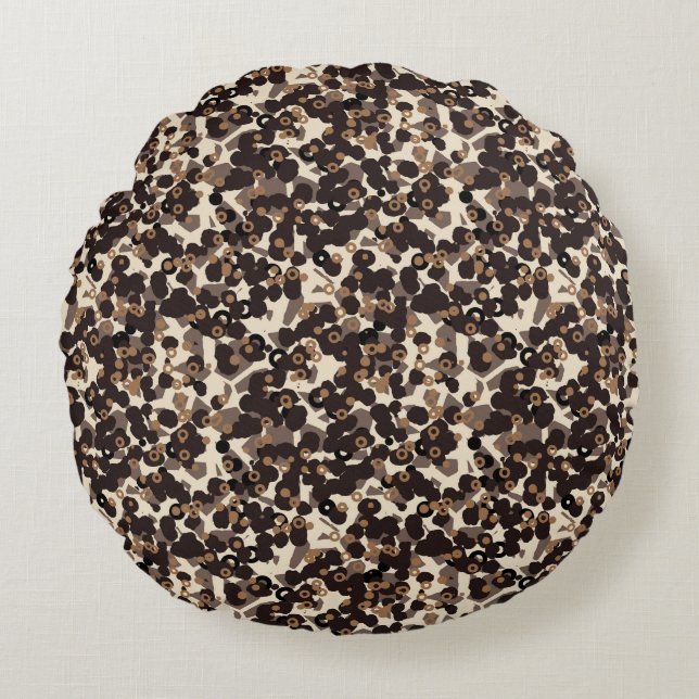 bruin beige bruin abstract rond kussen (Voorkant)