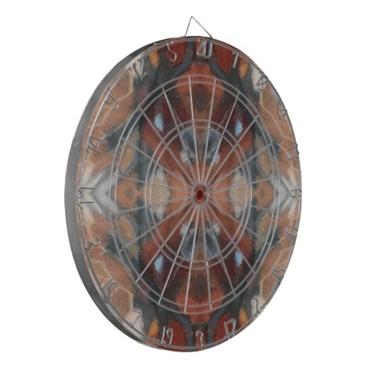 Bruin beige crème grijs sinaasappel abstracte wate dartbord (Voorkant Links)