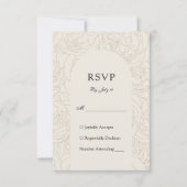 Bruin beige elegante bloemenbruiloft RSVP kaartje (Voorkant)