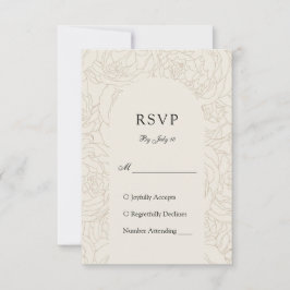Bruin beige elegante bloemenbruiloft RSVP kaartje