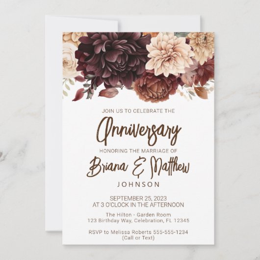 Bruin Beige Flowers Bloemen Bloemen Bloemen Bruilo Kaart (Voorkant)