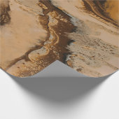 Bruin beige fluid Art Vloeibaar marmer Swirl Paint Cadeaupapier (Hoek)