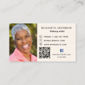 Bruin beige foto Qr-code sociaal Facebook-pictogra Visitekaartje (Achterkant)