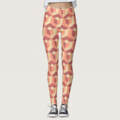 Bruin & Beige Geometrisch Kubuspatroon Leggings (Voorkant)