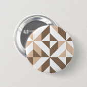 Bruin Beige Geometrisch Kubuspatroon Ronde Button 5,7 Cm (Voorkant /achterkant)