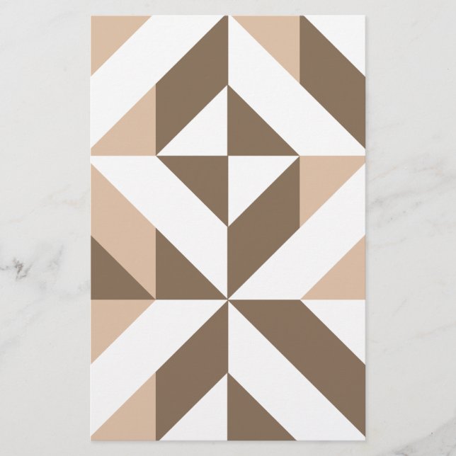 Bruin Beige Geometrische Cube Patroon (Voorkant)