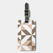 Bruin Beige Geometrische Cube Patroon Bagagelabel (Voorkant verticaal)