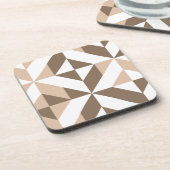 Bruin Beige Geometrische Cube Patroon Bier Onderzetter (Linkerzijde)