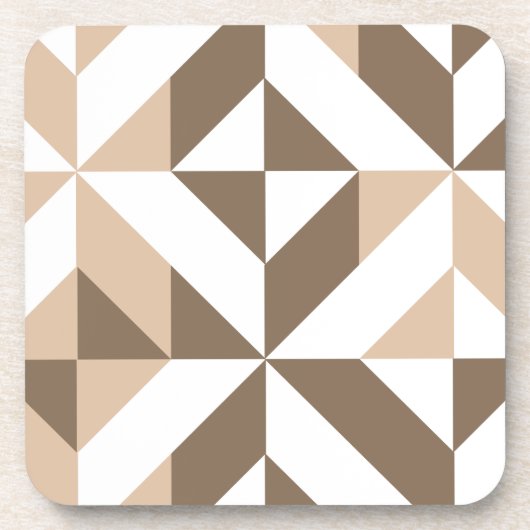 Bruin Beige Geometrische Cube Patroon Bier Onderzetter (Voorkant)