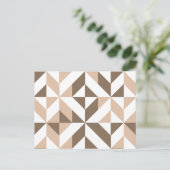 Bruin Beige Geometrische Cube Patroon Briefkaart (Staand voorkant)