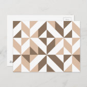 Bruin Beige Geometrische Cube Patroon Briefkaart (Voorkant / Achterkant)