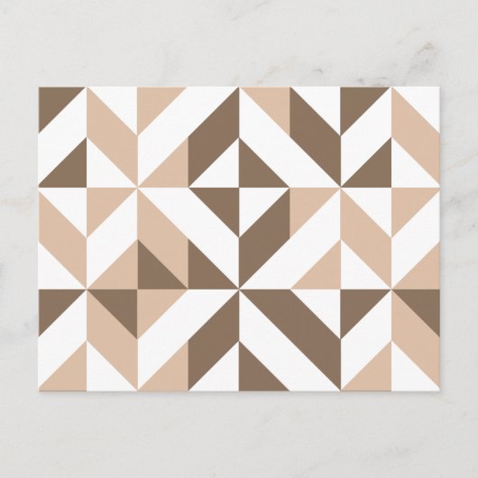 Bruin Beige Geometrische Cube Patroon Briefkaart (Voorkant)