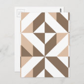 Bruin Beige Geometrische Cube Patroon Briefkaart (Voorkant / Achterkant)