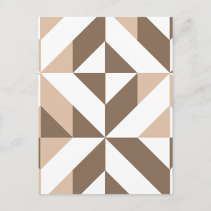 Bruin Beige Geometrische Cube Patroon Briefkaart