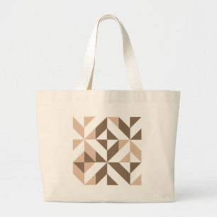 Bruin Beige Geometrische Cube Patroon Grote Tote Bag