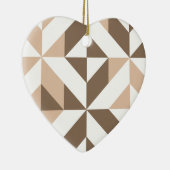 Bruin Beige Geometrische Cube Patroon Keramisch Ornament (Rechts)