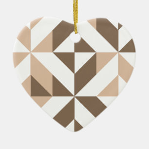 Bruin Beige Geometrische Cube Patroon Keramisch Ornament