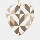 Bruin Beige Geometrische Cube Patroon Keramisch Ornament (Links)
