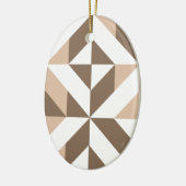 Bruin Beige Geometrische Cube Patroon Keramisch Ornament (Links)