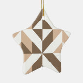Bruin Beige Geometrische Cube Patroon Keramisch Ornament (Rechts)