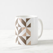 Bruin Beige Geometrische Cube Patroon Koffiemok (Voorkant rechts)