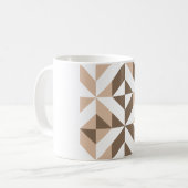 Bruin Beige Geometrische Cube Patroon Koffiemok (Voorkant links)