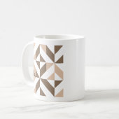 Bruin Beige Geometrische Cube Patroon Koffiemok (Voorkant links)