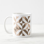 Bruin Beige Geometrische Cube Patroon Koffiemok (Links)