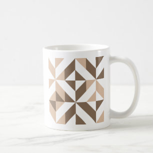 Bruin Beige Geometrische Cube Patroon Koffiemok