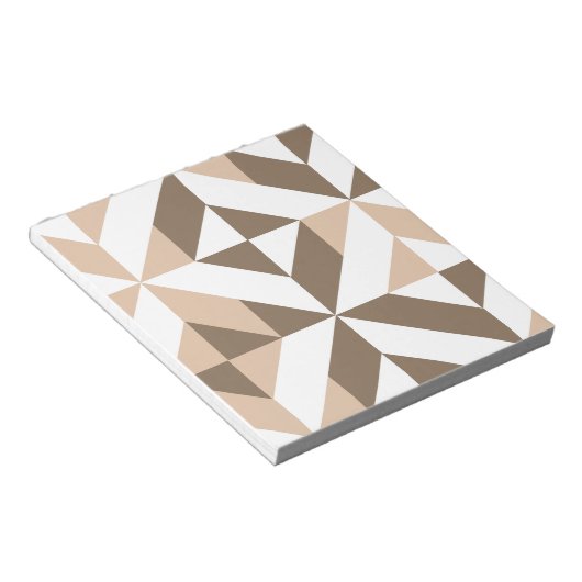 Bruin Beige Geometrische Cube Patroon Notitieblok (Schuin)