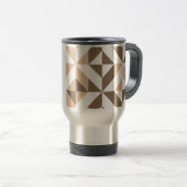 Bruin Beige Geometrische Cube Patroon Reisbeker (Voorkant rechts)