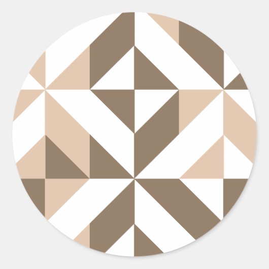 Bruin Beige Geometrische Cube Patroon Ronde Sticker (Voorkant)