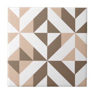 Bruin Beige Geometrische Cube Patroon Tegeltje