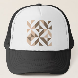 Bruin Beige Geometrische Cube Patroon Trucker Pet