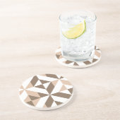 Bruin Beige Geometrische Cube Patroon Zandsteen Onderzetter (Zijkant)