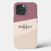 Bruin Beige Gepersonaliseerd Monogram en Naam Case-Mate iPhone Case (Achterkant)