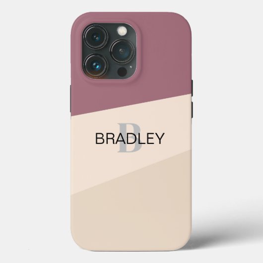 Bruin Beige Gepersonaliseerd Monogram en Naam Case-Mate iPhone Case (Achterkant)