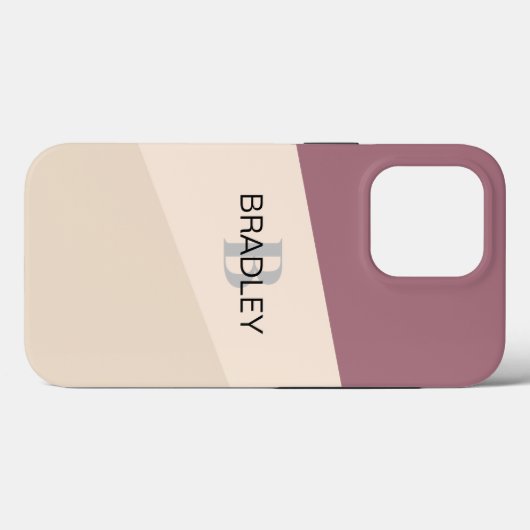 Bruin Beige Gepersonaliseerd Monogram en Naam Case-Mate iPhone Case (Achterkant (horizontaal))