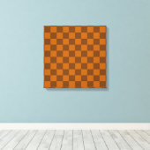 Bruin Beige geruite blokprint Canvas Afdruk (Insitu (Houten vloer))