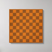 Bruin Beige geruite blokprint Canvas Afdruk (Voorkant)