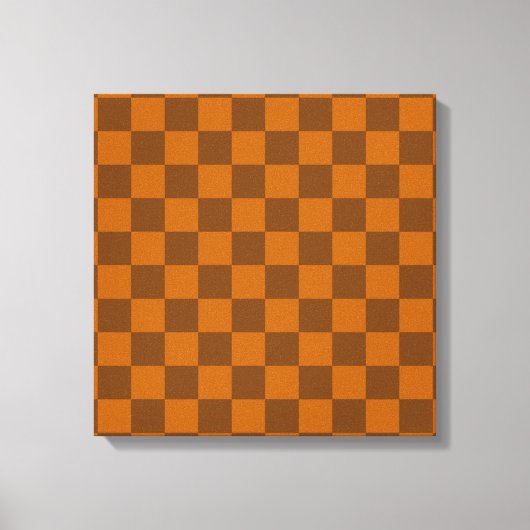 Bruin Beige geruite blokprint Canvas Afdruk (Voorkant)