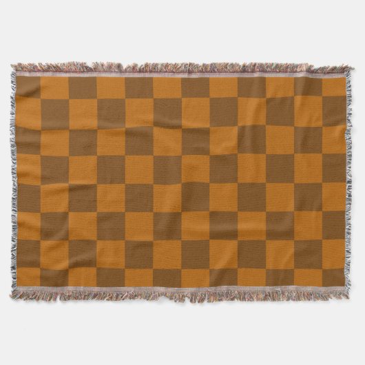 Bruin Beige geruite blokprint Deken (Voorkant)