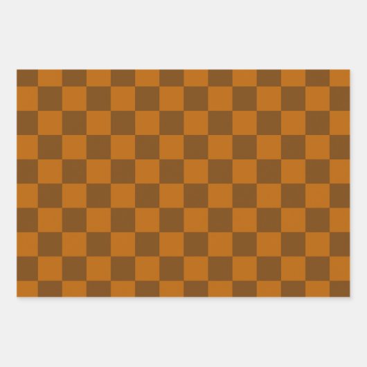 Bruin Beige geruite blokprint Inpakpapier Vel (Voorkant 3)