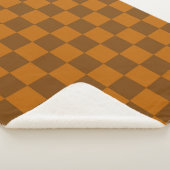 Bruin Beige geruite blokprint Sherpa Deken (3/4)