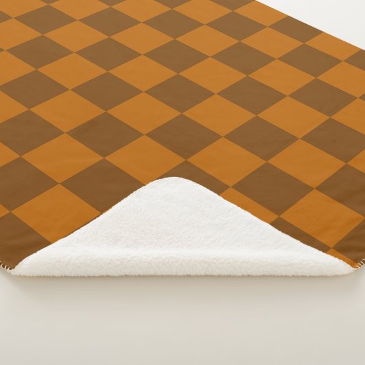 Bruin Beige geruite blokprint Sherpa Deken (3/4)