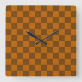 Bruin Beige geruite blokprint Vierkante Klok (Voorkant)